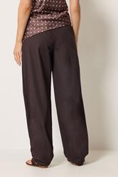 LTS Tall Women's Chocolate Brown Cotton Barrel Leg Trousers | Long Tall Sally 2