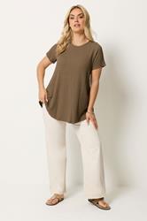 YOURS Plus Size Brown Textured Swing Top | Yours Clothing 1