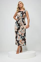 YOURS LONDON Plus Size Chocolate Brown Floral Dress | Yours Clothing 1