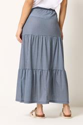 M&Co Petite Blue Gingham Tiered Maxi Skirt | M&Co 2
