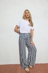 LTS Tall Women's Blue Stripe Textured Wide Leg Trousers | Long Tall Sally  3