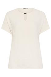 EVANS Curve White Grown On Sleeve Textured Top