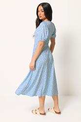 PixieGirl Petite Blue Ditsy Floral Midi Dress | PixieGirl 2