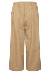 PixieGirl Petite Women's Stone Brown Pleated Cotton Barrel Trousers | PixieGirl  6
