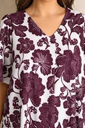 EVANS Plus Size Berry Red Floral Pleat Front Top | Evans 4