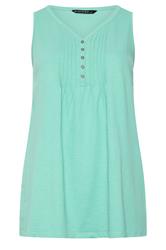 EVANS Curve Blue Cotton Henley Vest Top