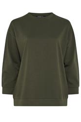 YOURS Plus Size Khaki Green Crew Neck Sweatshirt | Yours Clothing 5