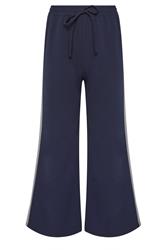 PixieGirl Petite Women's Navy Blue Side Stripe Wide Leg Trousers | PixieGirl 6