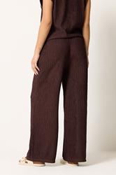 M&Co Petite Brown Textured Wide Leg Trousers | M&Co 2