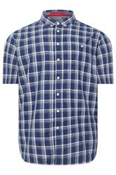 D555 Big & Tall Navy Blue Check Pocket Short Sleeve Shirt | BadRhino 2