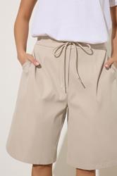 PixieGirl Petite Women's Natural Brown Drawstring Jorts | PixieGirl 5