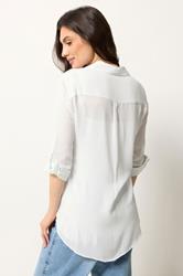 M&Co White Crinkle Tab Sleeve Shirt | M&Co 2