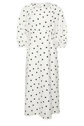 PixieGirl Petite Women's White Polka Dot Cotton Midi Dress | PixieGirl 7