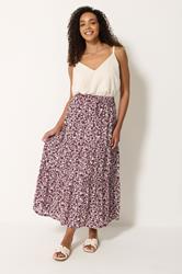 M&Co Purple Ditsy Floral Crinkle Maxi Skirt | M&Co 3