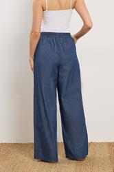 LTS Tall Women's Dark Blue Pull On Cotton Wide Leg Jeans | Long Tall Sally 4