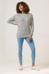 M&Co Grey Marl Batwing Eyelet Jumper | M&Co 2