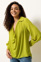 M&Co Green Drape Front Blouse | M&Co 3