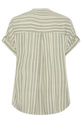 YOURS Plus Size Green Stripe Tab Detail Shirt | Yours Clothing 6