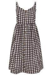 YOURS Curve Chocolate Brown Gingham Linen Dress