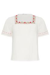 M&Co Petite White Floral Embroidered Cotton Square Neck Blouse | M&Co 5