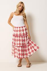 M&Co Ivory White Abstract Tile Print Maxi Skirt | M&Co 2