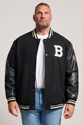 BadRhino Big & Tall Black Button Varsity Jacket | BadRhino 3