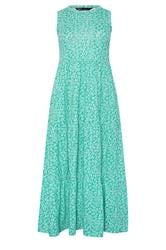 M&Co Petite Green Ditsy Floral Tiered Cotton Maxi Dress | M&Co 5