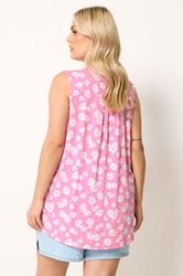 YOURS Plus Size Pink Daisy Sleeveless Swing Blouse | Yours Clothing 2