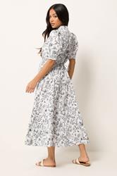 PixieGirl Petite Women's White Floral Cotton Tiered Maxi Dress | PixieGirl 2