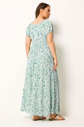 YOURS Plus Size Green Floral Bardot Maxi Dress | Yours Clothing 2