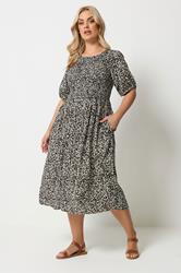YOURS Plus Size Brown Leopard Midi Dress | Yours Clothing 3