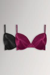YOURSET 2 PACK Plus Size Red & Black Underwired T-Shirt Bras | Yours Clothing 3