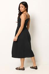 PixieGirl Petite Women's Black Cotton Cheesecloth Midi Dress | PixieGirl 2