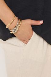 YOURSET 3 PACK Silver Tone Mixed Metal Stretch Bangle Set | Yours Clothing 1