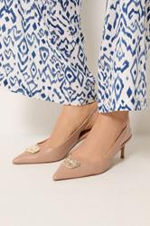 LTS Camel Brown Hammered Slingback Heels In Standard Fit | Long Tall Sally 1