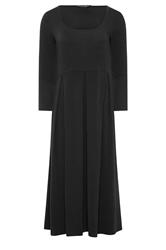 PixieGirl Petite Women's Black Scoop Neck Midi Dress | PixieGirl 5
