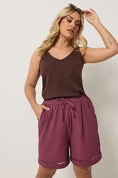 YOURS Plus Size Pink Ladder Detail Shorts | Yours Clothing 3