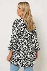 YOURS Plus Size Black Abstract V-Neck Top | Yours Clothing 2