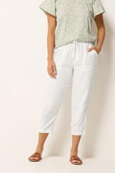 M&Co Petite White Linen Cropped Trousers | M&Co 3