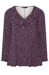 YOURS Plus Size Purple Polka Dot Frill Blouse | Yours Clothing 5