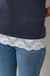 M&Co Navy Blue Lace Hem Top | M&Co 4