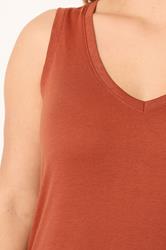 YOURS Plus Size Burnt Orange V-Neck Vest Top | Yours Clothing 4