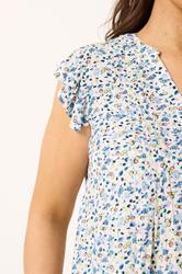 YOURS Plus Size White & Blue Frill Sleeve Blouse | Yours Clothing 4