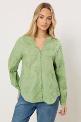 M&Co Green Floral Embroidered Cotton Shirt | M&Co 3