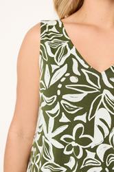 YOURS Plus Size Khaki Green Floral Swing Vest Top | Yours Clothing 4