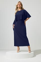 YOURS LONDON Plus Size Navy Blue Maxi Cape Dress | Yours Clothing 3