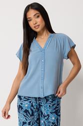 M&Co Petite Light Blue Button Front Blouse | M&Co 3