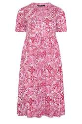 YOURS Curve Pink Tile Throw on Smock Dress