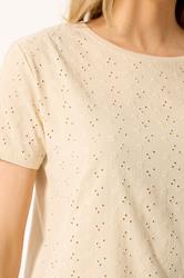 LTS Tall Women's Cream Broderie Anglaise Front T-Shirt | Long Tall Sally 4