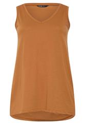 YOURS 3 PACK Plus Size Chocolate Brown & Rust Orange V-Neck Vest Tops | Yours Clothing 12